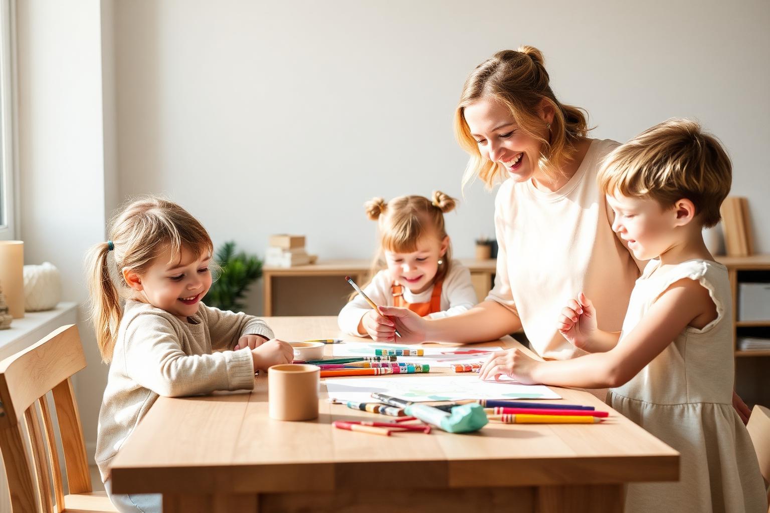 Carmen alături de copii la un atelier creativ